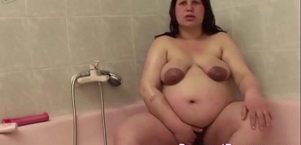  Fat Pregnant Brunette Enjoys A Bath